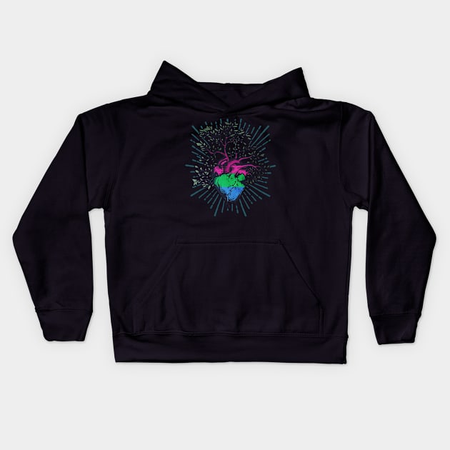 Polysexual Heart Tree of Life Kids Hoodie by Psitta